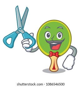Barber ping pong racket character cartoon