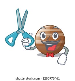 Barber planet Jupiter in form of cartoon