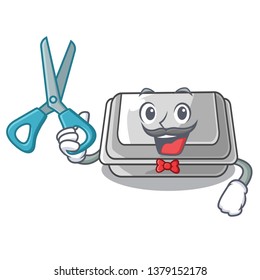 Barber plastic box isolated in the cartoon