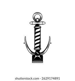 Diseño de tatuaje de anclaje de poste de barbero