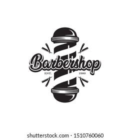 Barber pole, barbershop logo design vector