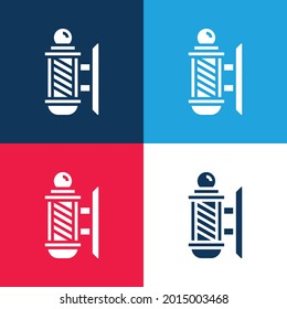 Barber Pole blue and red four color minimal icon set