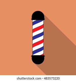 Barber pole flat on brown background vector