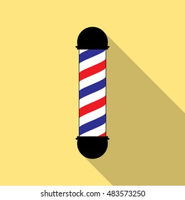 Barber pole flat on yellow background vector