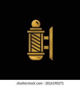 Barber Pole Gold Plated Metalic Icon Or Logo Vector