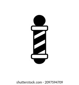 Icono de pólice de barbero en glifo plano negro, estilo relleno aislado en fondo blanco