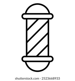 Icono de poste de barbero en estilo de línea con trazo editable. Icono sobre barbería en estilo de línea con trazo editable