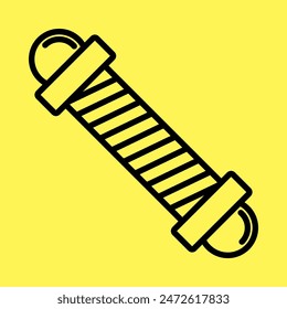 barber pole icon, line vector isolated on yellow background. trendy and modern design