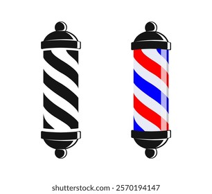 Barber Pole Icon in Monochrome and Color Vector Set