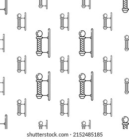 Barber Pole Icon Seamless Pattern, Barber Shop, Place Striped Sign Pole Vector Art Illustration