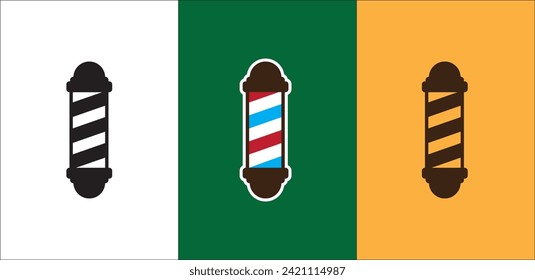 Barber pole icon set. Barbershop pole vector icon set. Barbershop, salon, hairdresser, haircut, hairstylist symbol or signs collection. Vector stock illustration