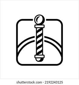 Barber Pole Icon, Barber Shop, Place Striped Sign Pole Vector Art Illustration