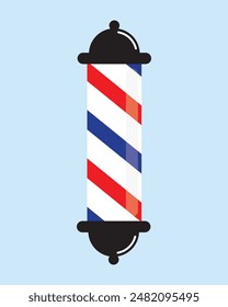 Barber pole icon vector sign illlustration design isolated. Classic Barber shop Pole signboard with a shop pole with red, blue and white stripes.