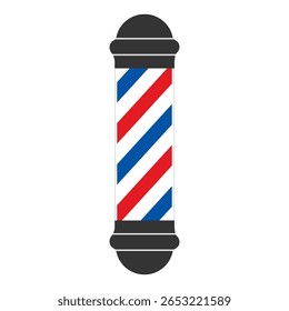 Barber pole icon vector sign illlustration design isolated. Colorful Classic Barber shop Pole signboard with a shop pole with red, blue and white stripes isolated on white background. EPS 10