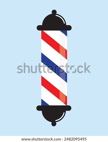 Barber pole icon vector sign illlustration design isolated. Classic Barber shop Pole signboard with a shop pole with red, blue and white stripes.