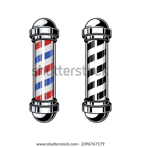 barber pole lamp illustration, barbershop logo