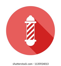 Barber pole long shadow flat icon. Element of barber icon for mobile concept and web apps. Long shadow Barber pole  icon can be used for web and mobile on white background