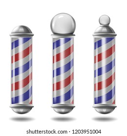 Barber pole set isolated
