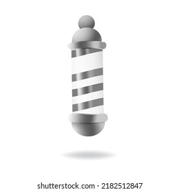 Barber pole. Barber shop concept. Retro style, black and white. Stock vector illustration of barber pole. Isolated white background.