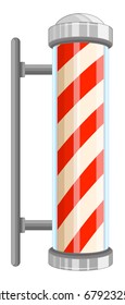 Barber pole sign on white background illustration