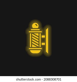 Barber Pole yellow glowing neon icon