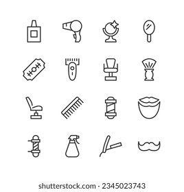 barber premium line icons. Pack of outline objects for web and UIUX design. Icon collection