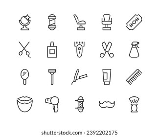 barber premium line icons. Pack of outline objects for web and UIUX design. Icon collection