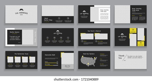 Barber Presentation Layout Design with Infographic