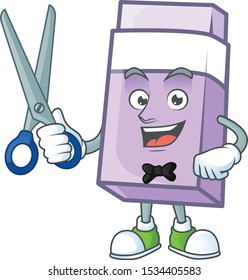 Barber purple eraser for the school equipment.