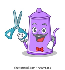 Barber purple teapot character cartoon