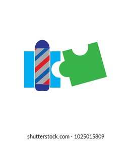 Barber Puzzle Logo Icon Design
