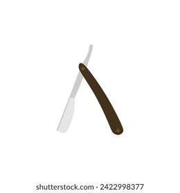 barber razor blade flat design vector illustration. Straight razor icon. Shaver graphic sign isolated on white background. Symbol shaving and barber shop. antique straight razor