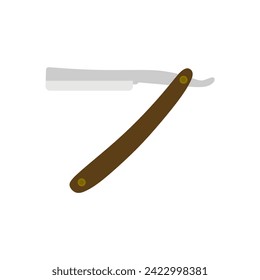 ilustración vectorial de diseño plano de cuchilla de afeitar barber. Icono de afeitar directo. Sacudir el signo gráfico aislado en el fondo blanco. Sombreado de símbolos y peluquería. navaja recta antigua