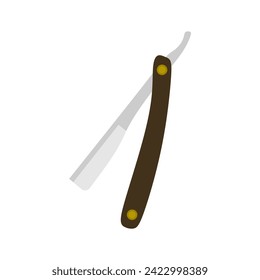 ilustración vectorial de diseño plano de cuchilla de afeitar barber. Icono de afeitar directo. Sacudir el signo gráfico aislado en el fondo blanco. Sombreado de símbolos y peluquería. navaja recta antigua