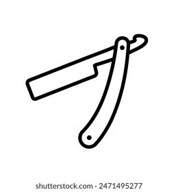 Barber razor blade simple icon. Barbershop logo. Beard shaving symbol. Haircut salon outline retro illustration isolated. Vintage men's beauty equipment.