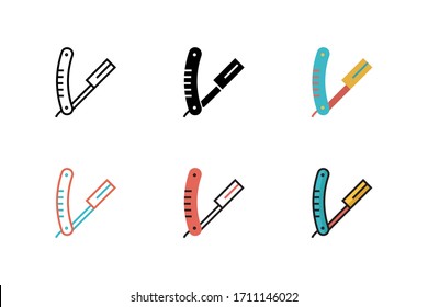 barber Rasiersymbol Vektorillustration Illustration mit sechs verschiedenen Stilen Design. einzeln auf weißem Hintergrund