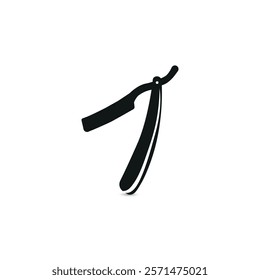 Barber Razor Silhouette Simple Flat Black and White