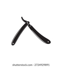 Barbeiro navalha silhueta vetor plano ilustração design em fundo branco