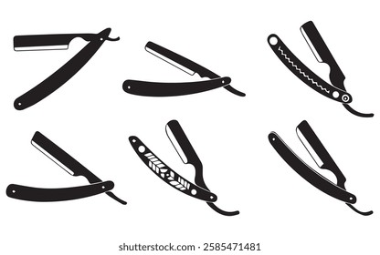 Barber Razor Silhouettes Illustration Set