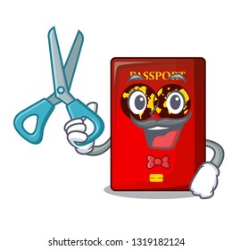 Barber red passport in the character shape