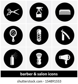 Barber and Salon Hairdresser Icon Set