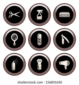 Barber Salon Hairdresser Icons Copper Icon Set