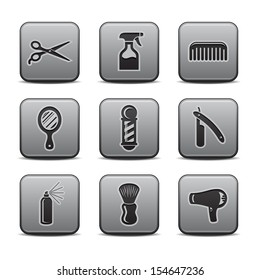 Barber and Salon Hairdresser Icons Square Icon Set