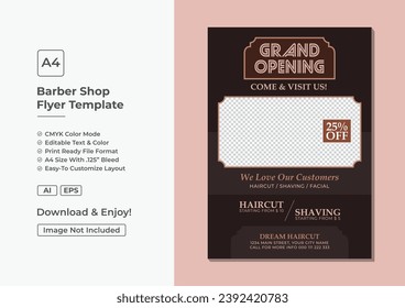 Barber salon poster barbershop flyer haircut banner template