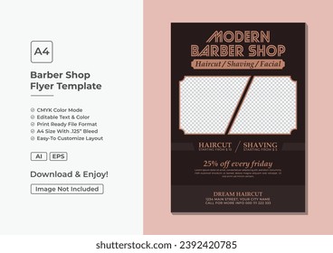 Barber salon poster barbershop flyer haircut banner template