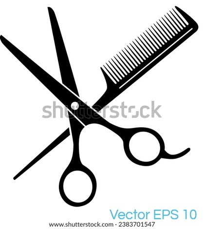 Barber scissor and comb silhouette