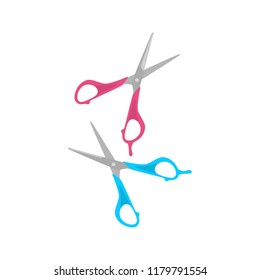Barber scissors color vector icon. Flat design