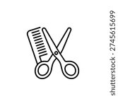 Barber scissors and comb icon black and white vector barber scissors and comb symbol for hairdresser profession