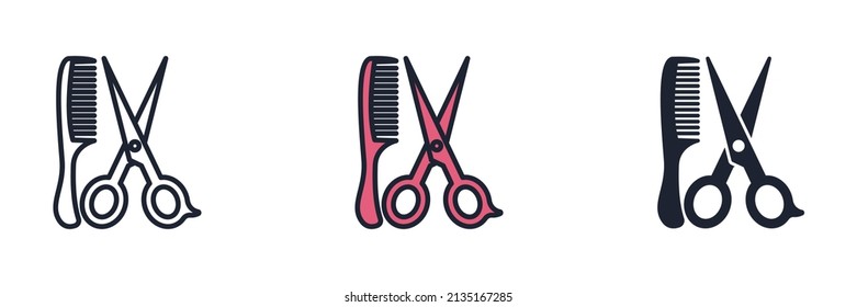 Barber scissors and comb icon symbol template for graphic and web design collection logo vector illustration