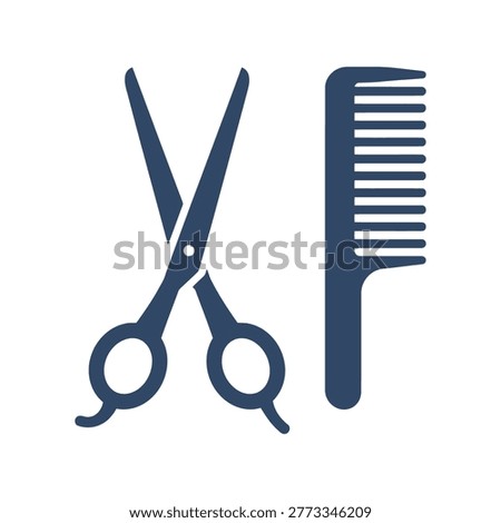 Barber scissors and comb vector icon hairdressing tools salon equipment haircut accessories